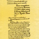 The motion of the General Assembly of Bukovina stating "The Unconditional and Eternal Unification of Bucovina in its Old Borders to Ceremus, Colacin and Nistru with the Kingdom of Romania