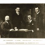 Delegația basarabeană la Conferința de Pace de la Paris (1919): Ion Codreanu, S. Cujbă, Ion Pelivan, Gh. Nastase (MNIR)