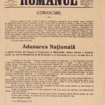  "Romanul" newspaper from Arad, November 8/21, 1918 Convocation of the National Assembly of the Romanian nation from Hungary and Transylvania on November 18 / December 1, 1918.